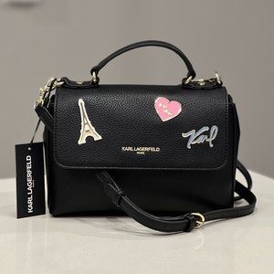 Karl Lagerfeld Paris REINA Top Handle Satchel/Crossbody, Black